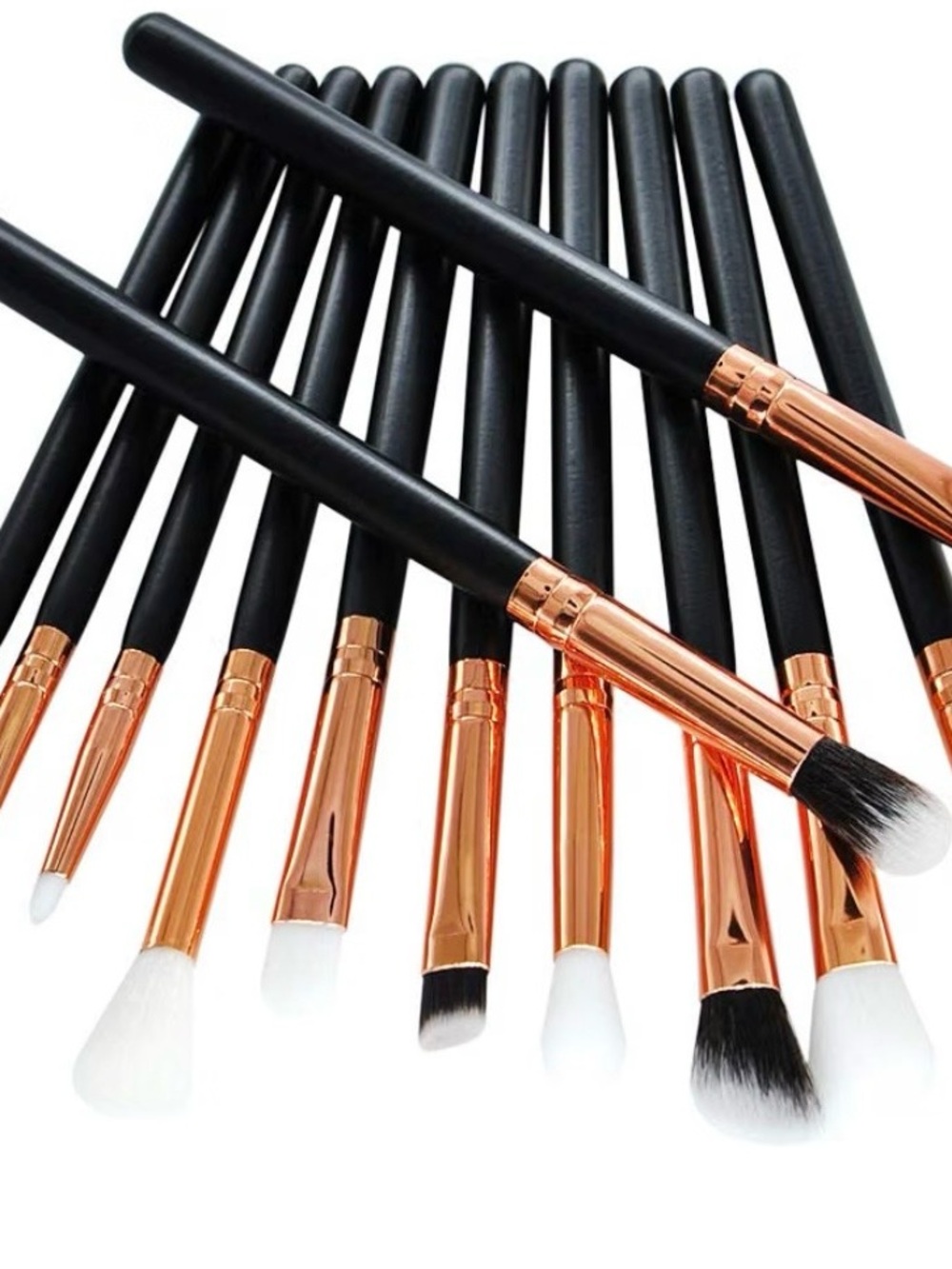 Professional 12-Piece Black and Rose Gold Makeup Brush Set